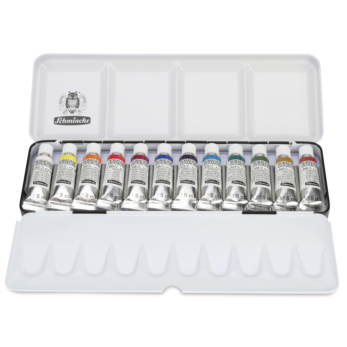 Culori guașă Schmincke HORADAM în cutie metalică, 12 x 5 ml