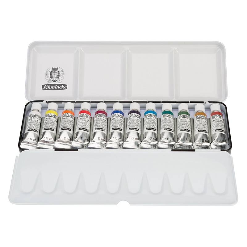 Culori guașă Schmincke HORADAM în cutie metalică, 12 x 5 ml