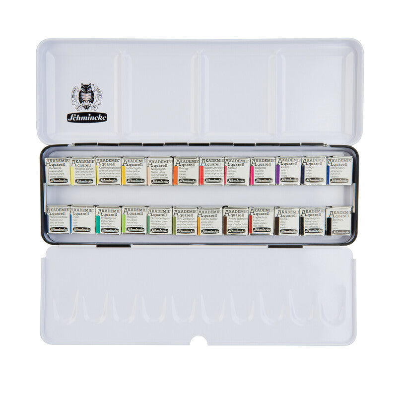 Schmincke AKADEMIE Aquarell cutie metalică goală pentru acuarele, 24 x 1/2 godete