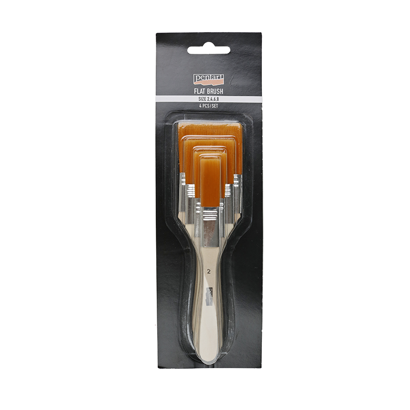 Set pensule pentru contur - 6 piese – with soft bristles, 4 pcs, flat, size 2, 4, 6, 8