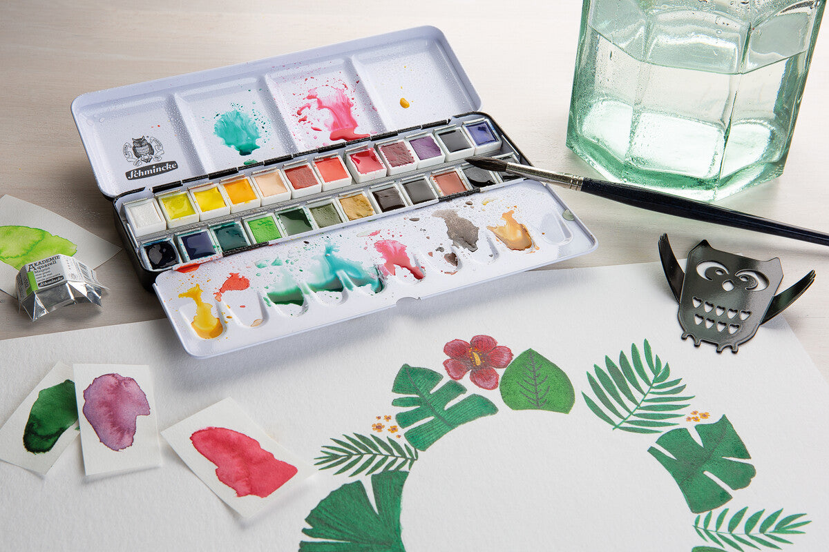 Schmincke AKADEMIE Aquarell cutie metalică goală pentru acuarele, 24 x 1/2 godete