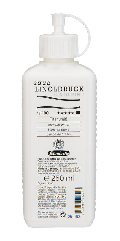 Culoare pentru linogravură Schmincke aqua-LINOPRINT 250 ml – 100 Alb de titan