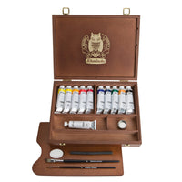 Casetă din lemn cu culori de ulei Schmincke NORMA Professional 11 x 35 ml + accesorii