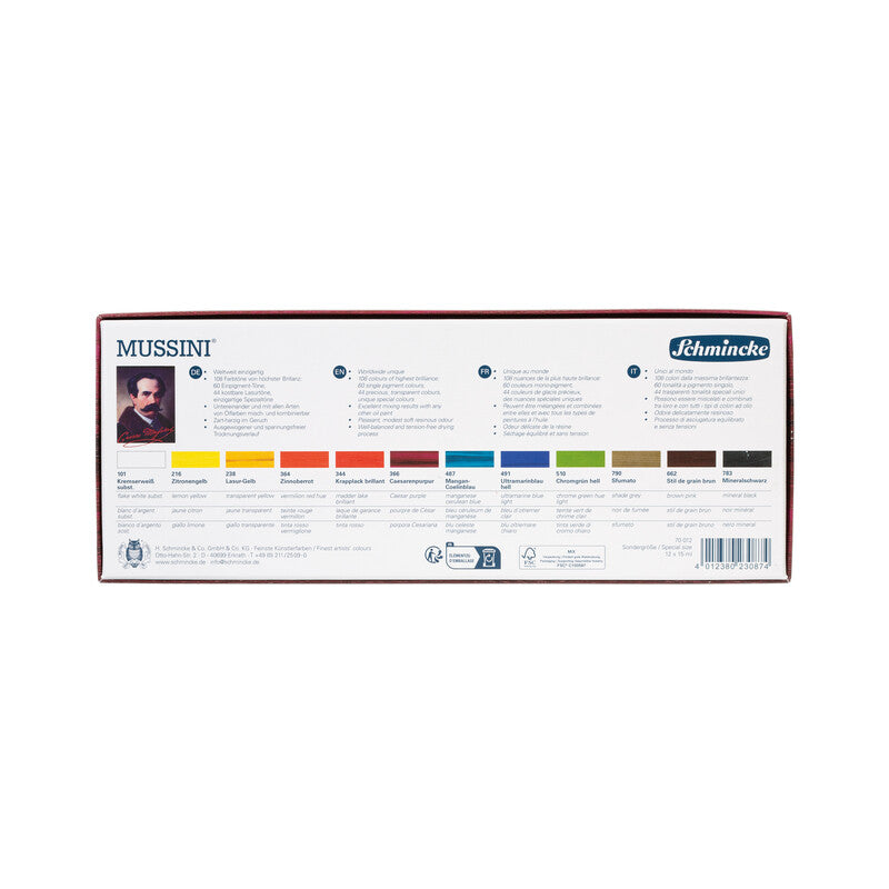 Set culori de ulei Schmincke MUSSINI în cutie de carton, 12 x 15 ml