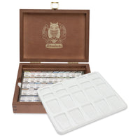 Set culori acuarelă în cutie de lemn Schmincke HORADAM Super Granulation – 50 x 1/2 godete