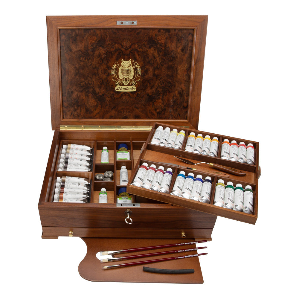 Casetă din lemn Schmincke MUSSINI, 37 x 35 ml + accesorii