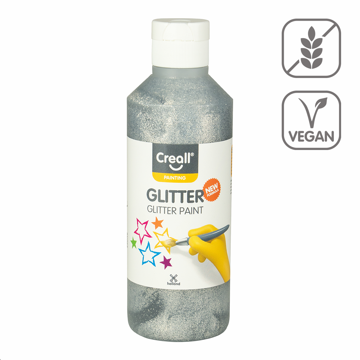 Vopsea cu sclipici Creall Glitter 250 ml - argintiu