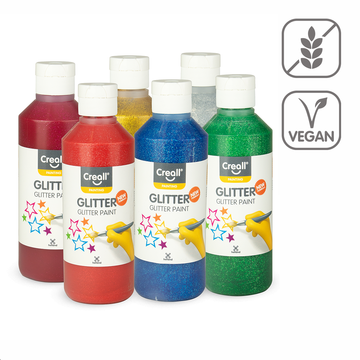 Creall set de culori Glitter – 6 × 250 ml, mix de culori