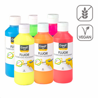 Set de tempera Creall Fluor, 6 × 250 ml, culori asortate