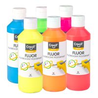Set de tempera Creall Fluor, 6 × 250 ml, culori asortate