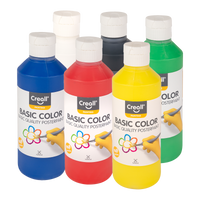 Culori tempera Creall – set 6 × 250 ml, culori asortate