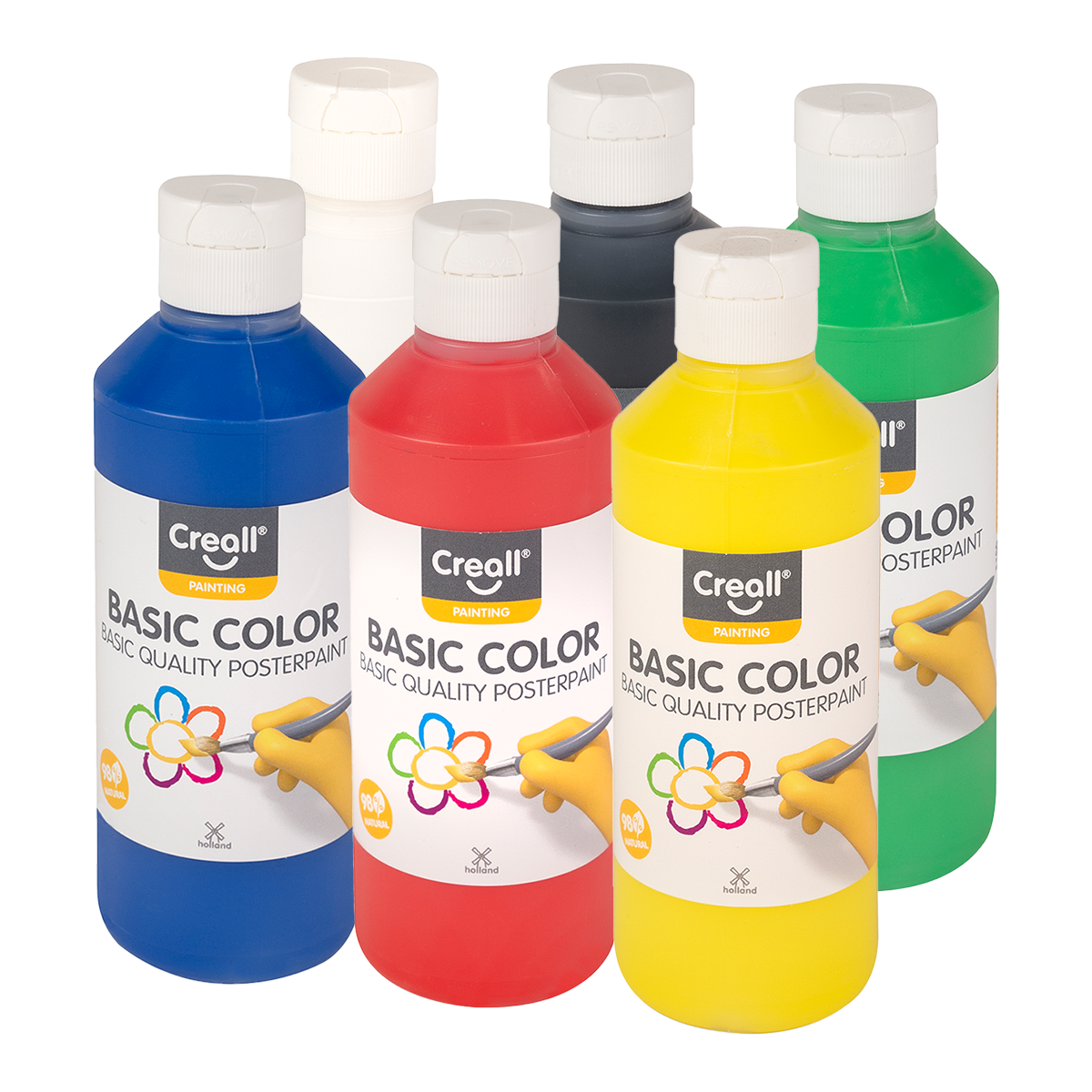 Culori tempera Creall – set 6 × 250 ml, culori asortate