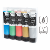 Set de culori acrilice Creall Studio acrylics, 5 × 120 ml, culori asortate – metalice ×