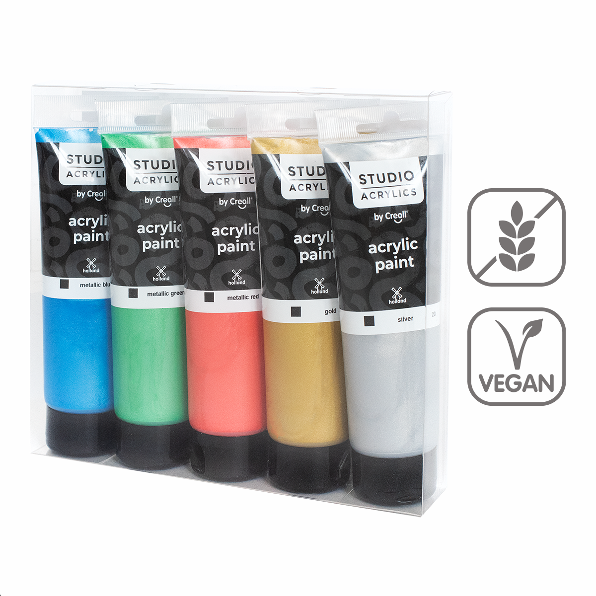 Set de culori acrilice Creall Studio acrylics, 5 × 120 ml, culori asortate – metalice ×
