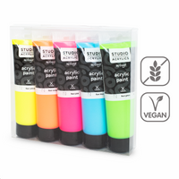 Set de culori acrilice Creall Studio acrylics, 5 × 120 ml, culori asortate – fluorescente ×