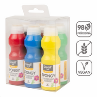 Set culori tempera cu burete Creall Spongy – 6 × 70 ml
