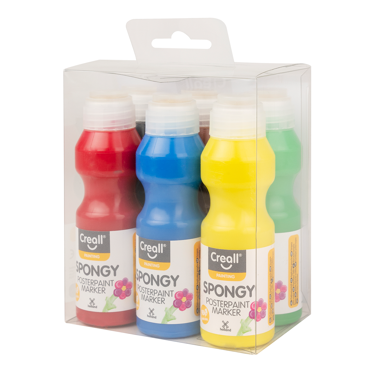 Set culori tempera cu burete Creall Spongy – 6 × 70 ml