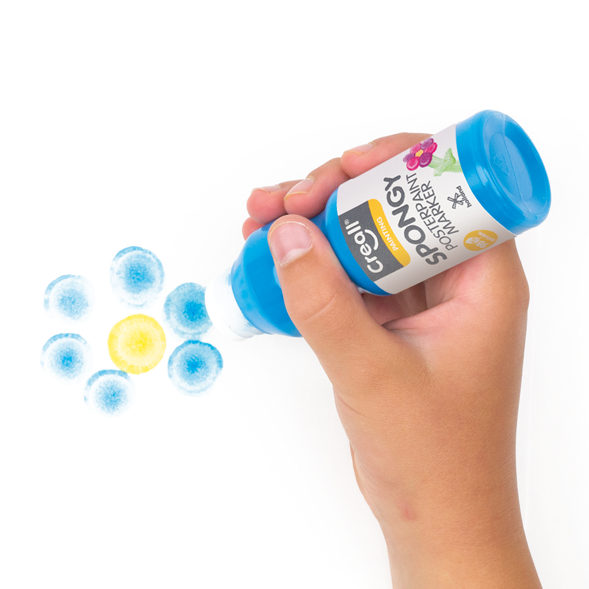 Set culori tempera cu burete Creall Spongy – 6 × 70 ml