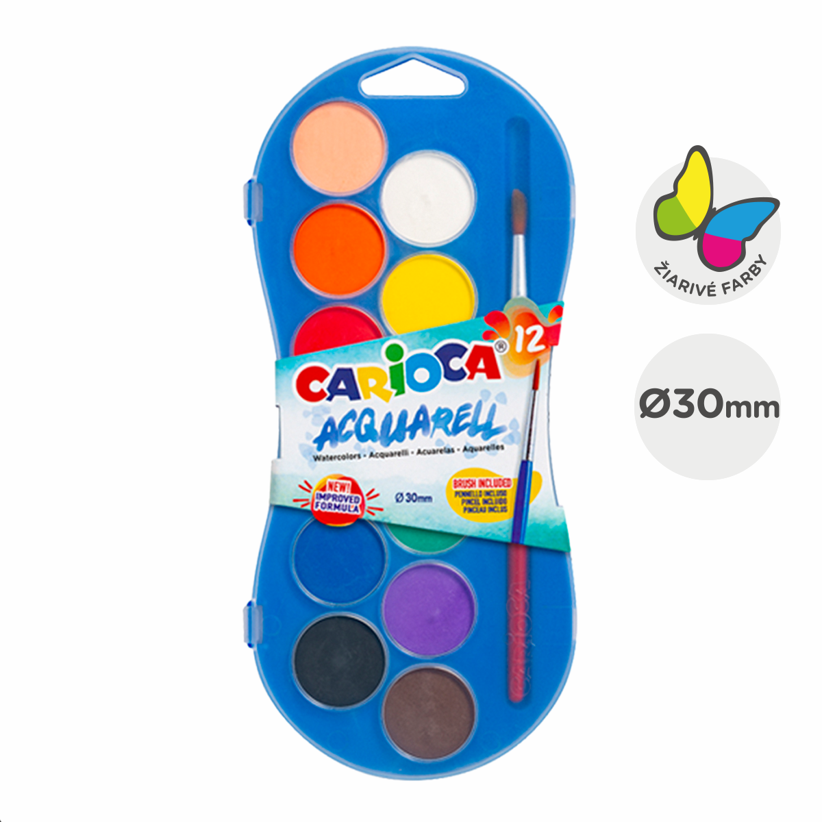 Acuarele Carioca – set de 12 culori cu pensulă