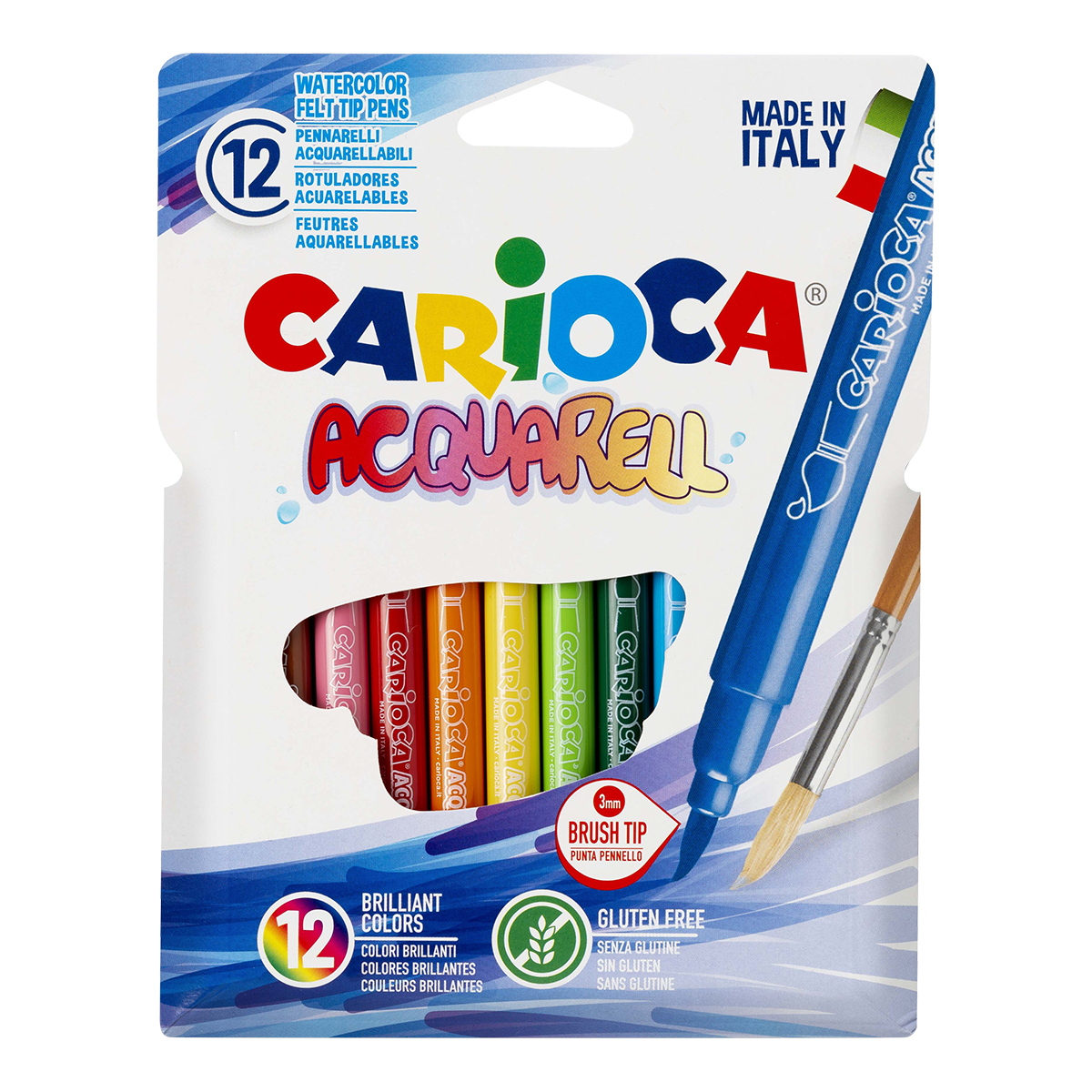 Carioci acuarelă Carioca, 12 buc, culori asortate