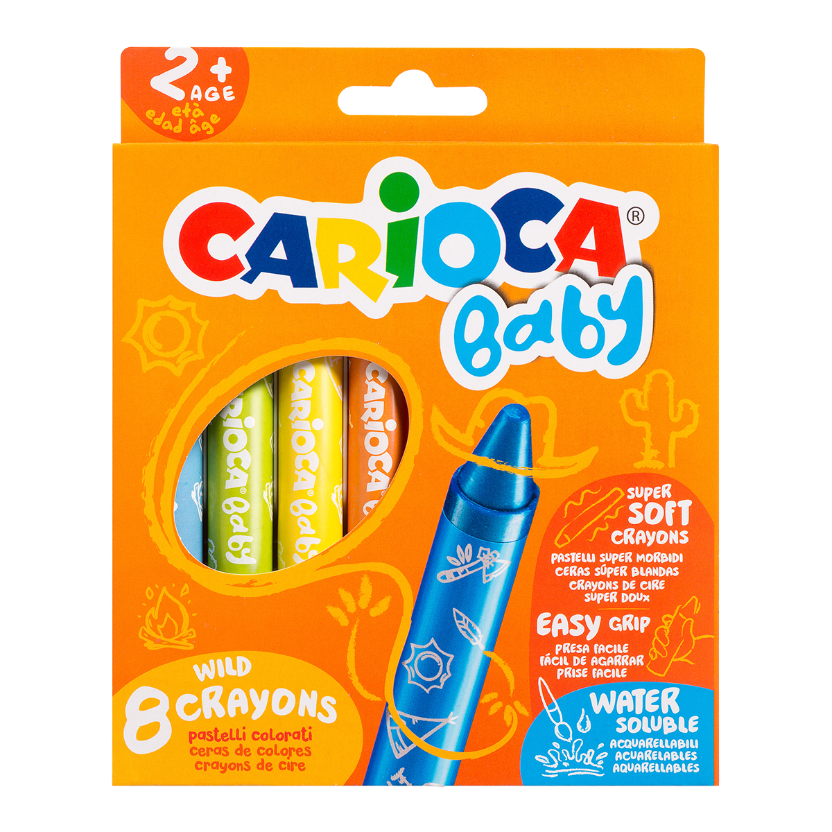 Carioca creioane cerate Baby Wild 2+, 8 buc