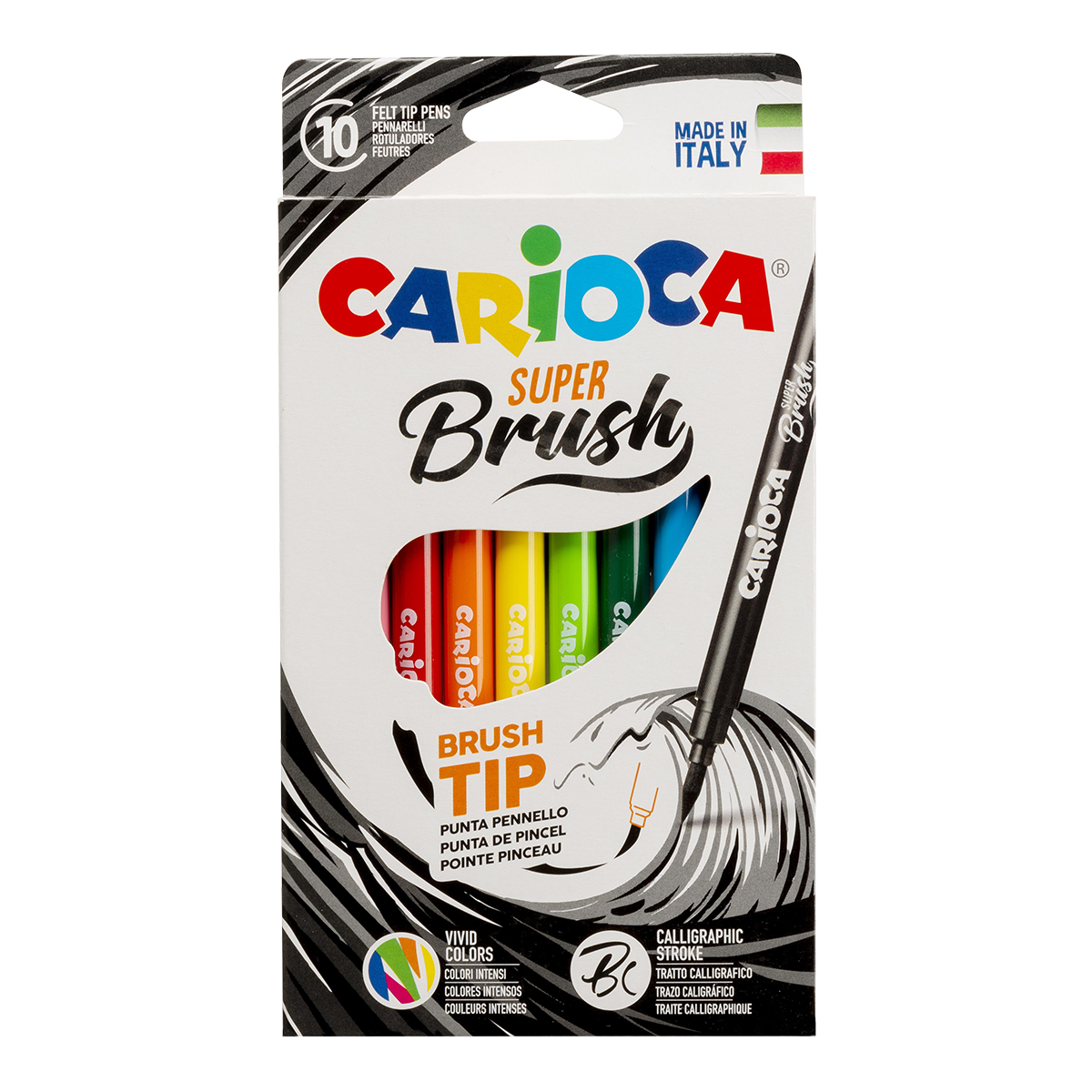Carioca Brush carioci cu vârf tip pensulă, 10 buc, culori asortate