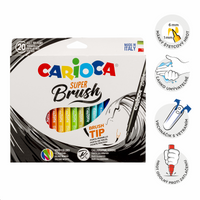 Carioca Brush carioci cu vârf tip pensulă, 20 buc, mix de culori