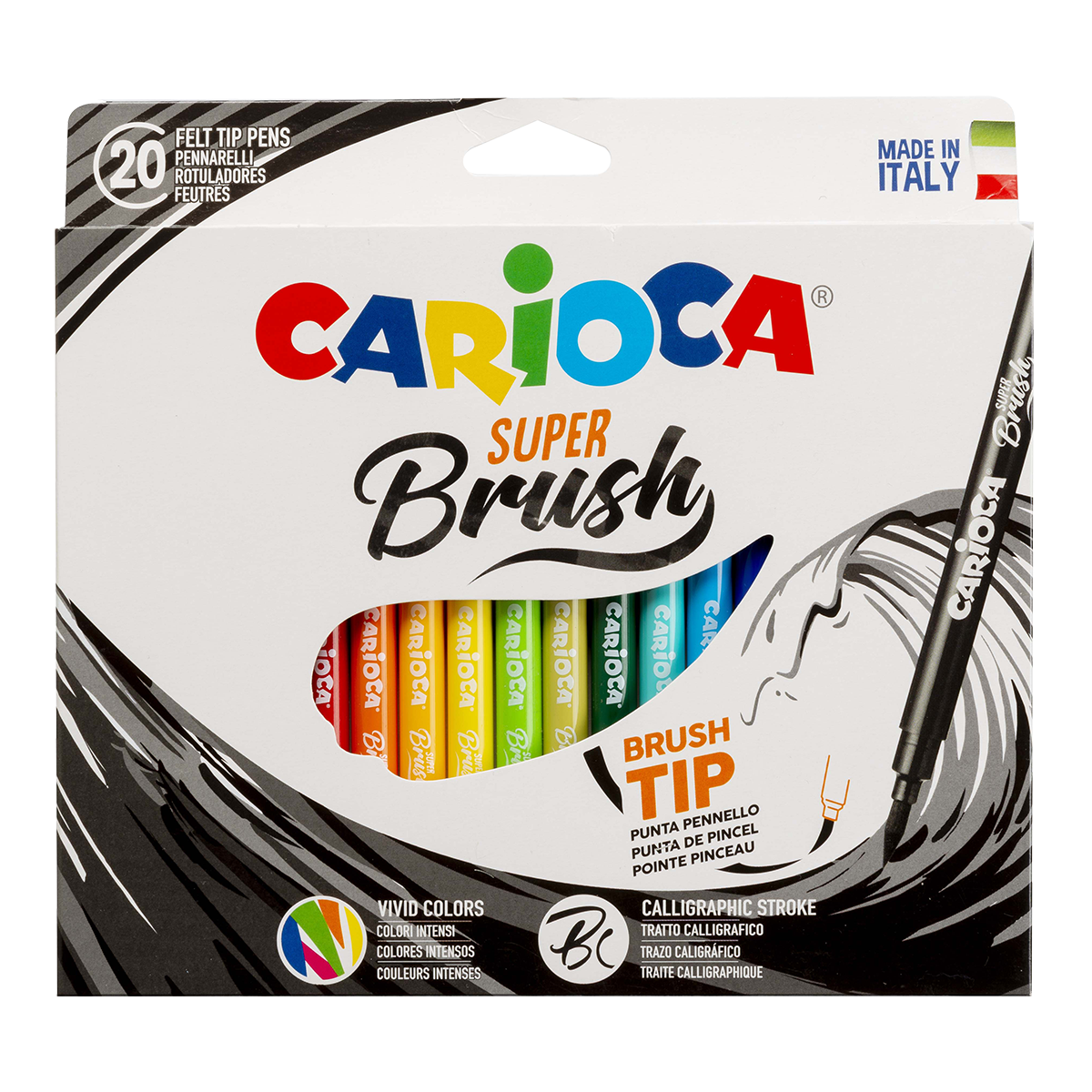 Carioca Brush carioci cu vârf tip pensulă, 20 buc, mix de culori