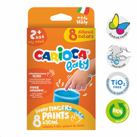 Culori pentru pictat cu degetele Carioca Baby 2+, 8 × 50 ml