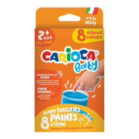 Culori pentru pictat cu degetele Carioca Baby 2+, 8 × 50 ml