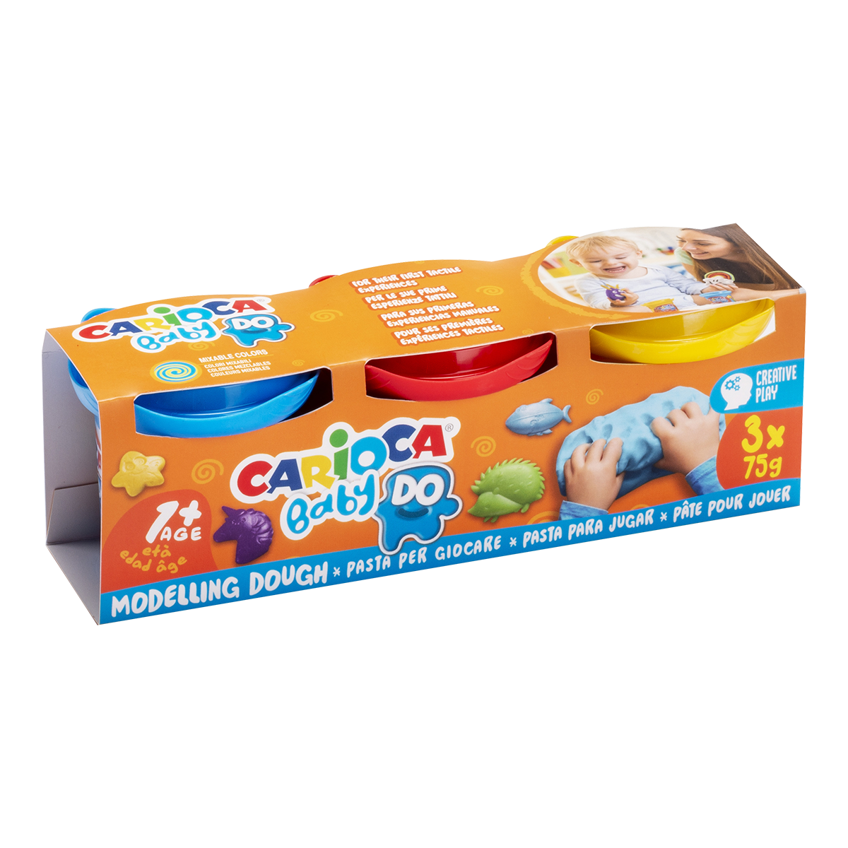 Carioca Baby Do 1+ pastă de modelat, 3 × 75 g, mix de culori