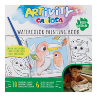 Carte de colorat cu acuarele Carioca ARTivity – Animale sălbatice, 5+