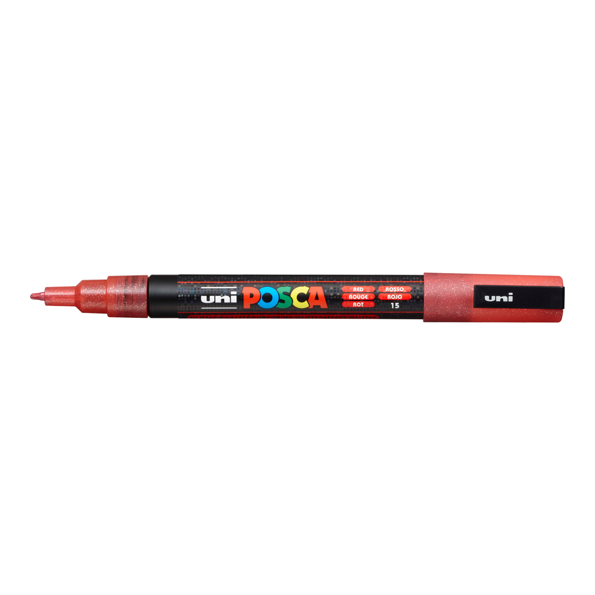 Marker Posca PC-3ML, 0.9 - 1.3 mm, cu sclipici – roșu (L15