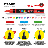 Marker acrilic Posca PC-5BR, 1 - 4 mm, alb