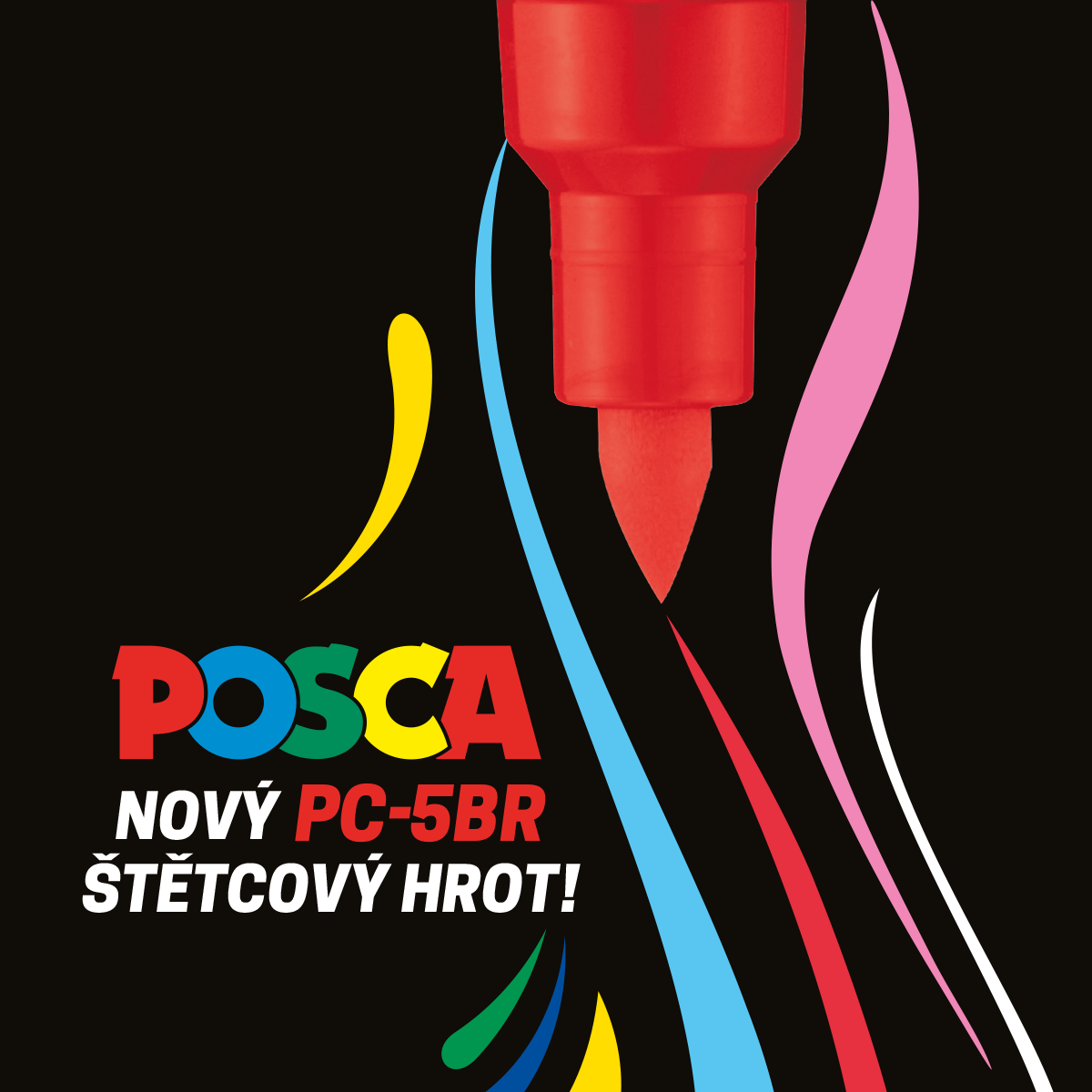 Marker acrilic Posca PC-5BR, 1 - 4 mm, alb