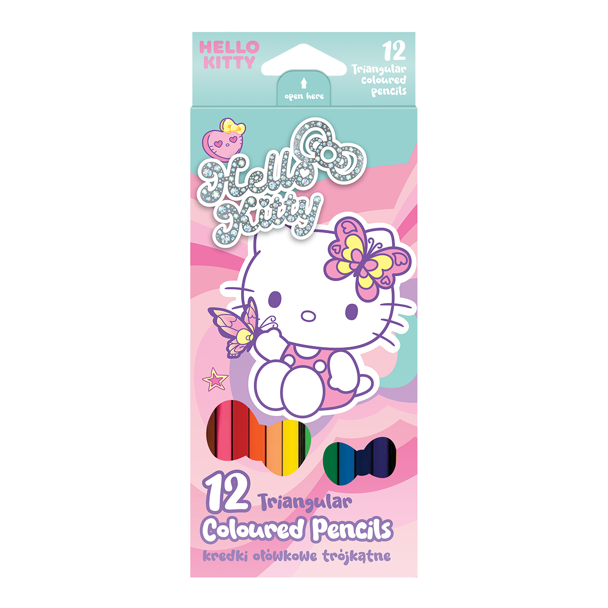 Creioane colorate triunghiulare Colorino Hello Kitty - 12 culori