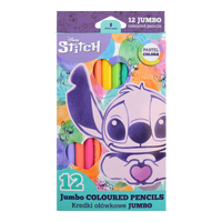 Creioane colorate triunghiulare Colorino JUMBO Stitch Pastel, 12 culori pastelate