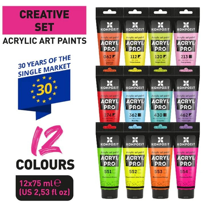acryl pro creative set de vopsele acrilice acryl pro creative ro kztacpc12x75