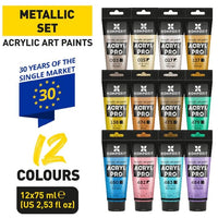 acryl pro metallic set de vopsele acrilice acryl pro metallic ro kztacpm12x75