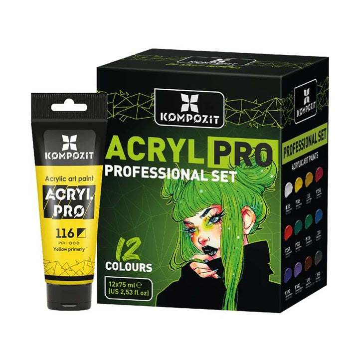 acryl pro professional professional set de vopsele acrilice 12x75 ml ro kztacpp12x75