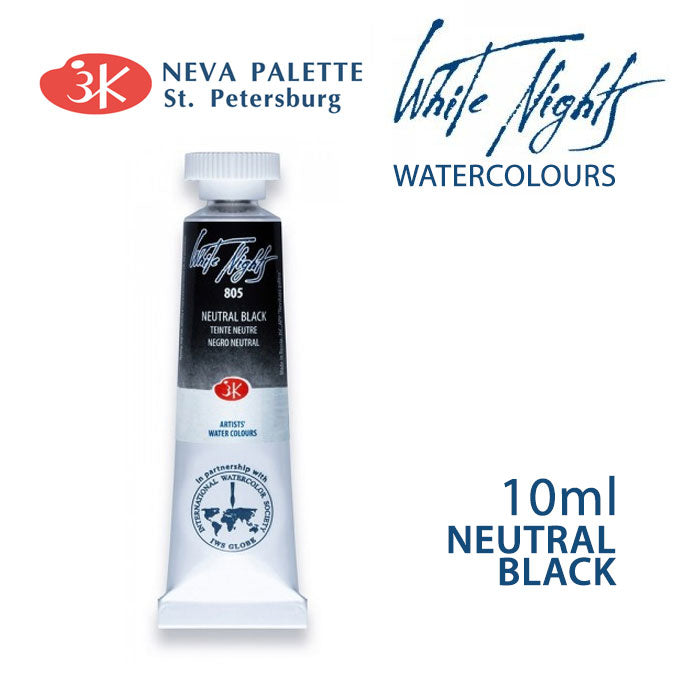 Acuarele White Nights 10 ml - Negru neutru