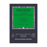 ARCHES bloc acuarelă granulație fină presat la rece alb natural 300 g/m² - 12 file (mărimi A5 – A3)