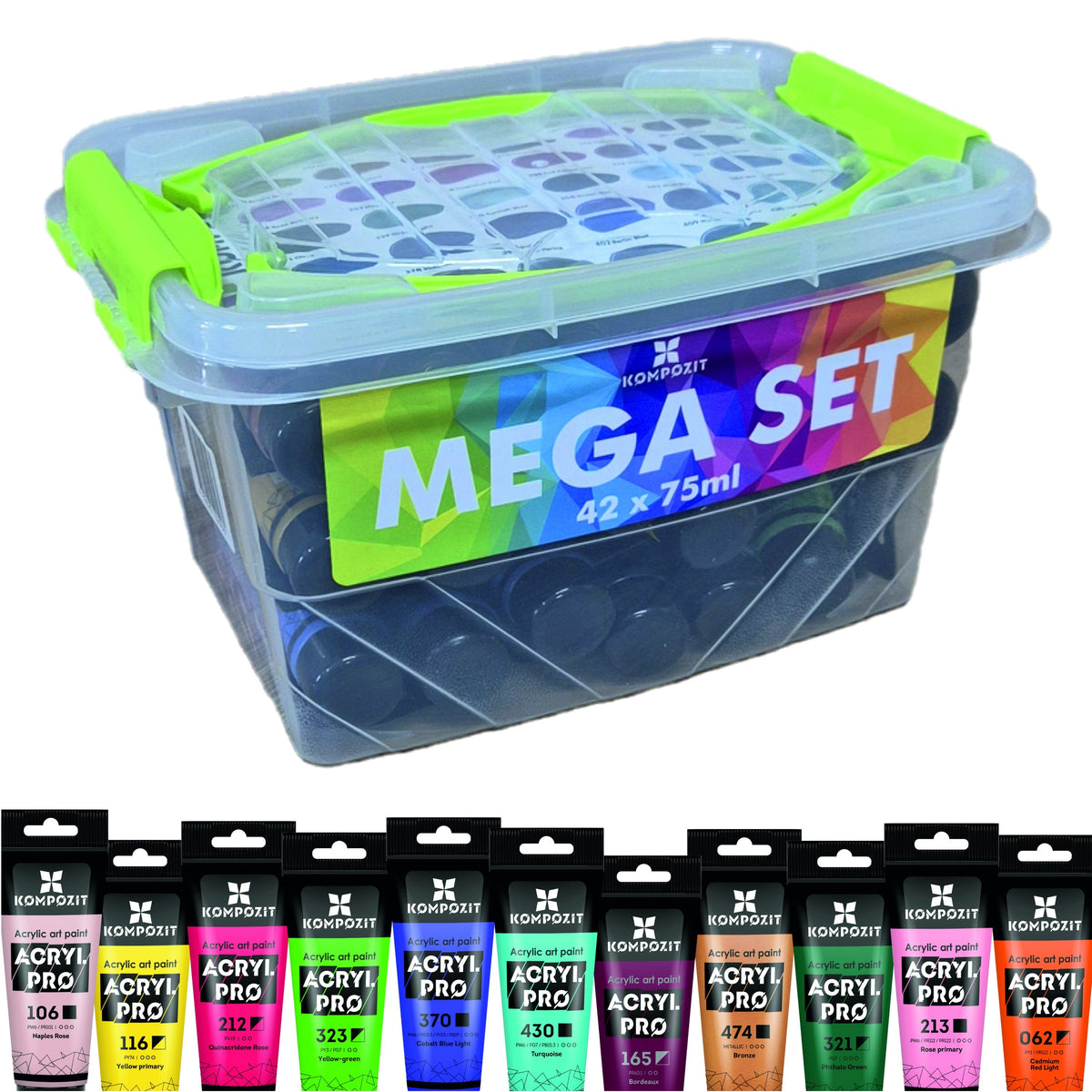 Set culori acrilice ACRYL PRO Kompozit în cutie - 42 x 75 ml