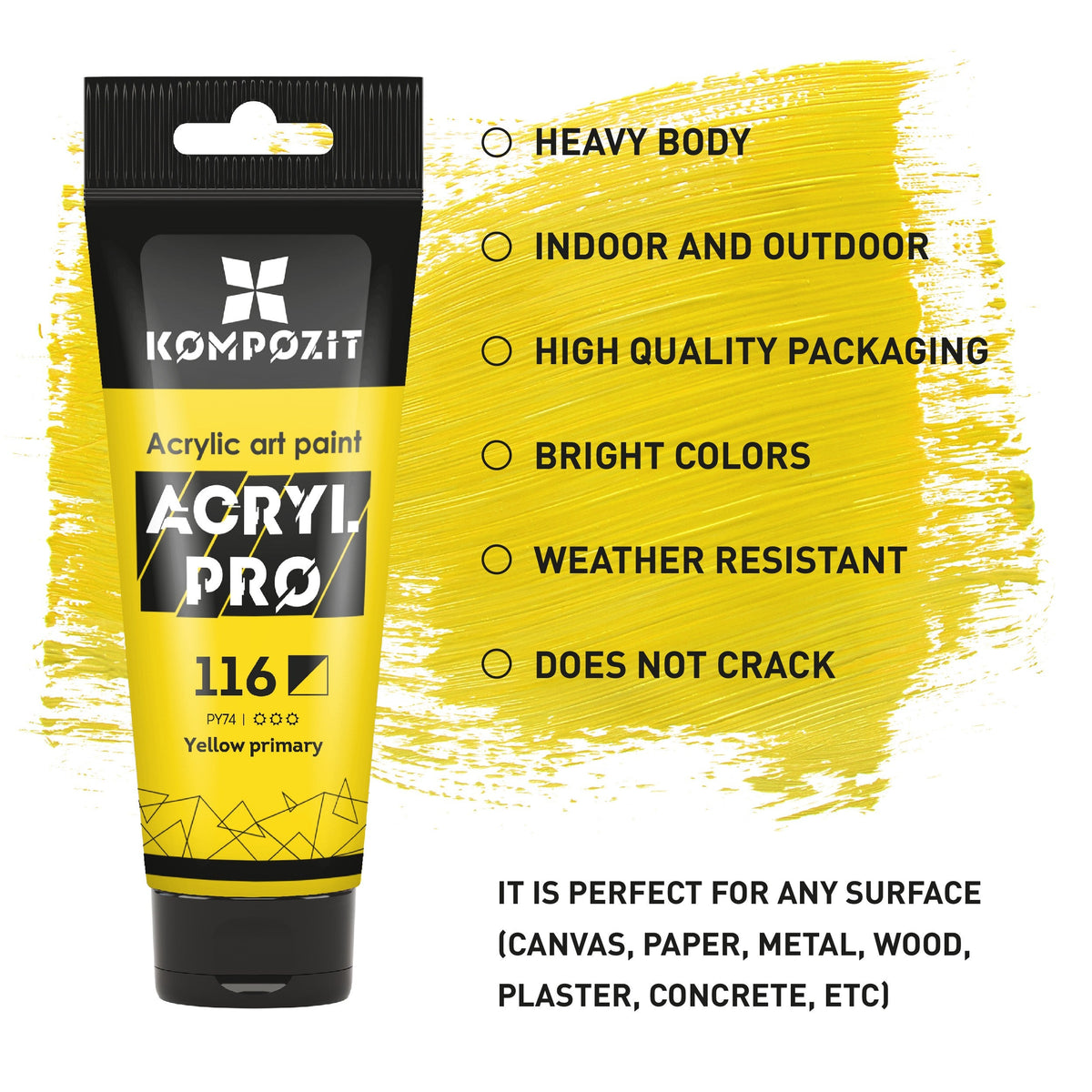 Set culori acrilice Kompozit ACRYL PRO BOX 73 x 75 ml