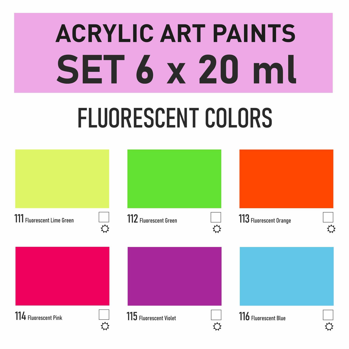 Set culori acrilice Kompozit STANDART Fluorescent 6 x 20 ml