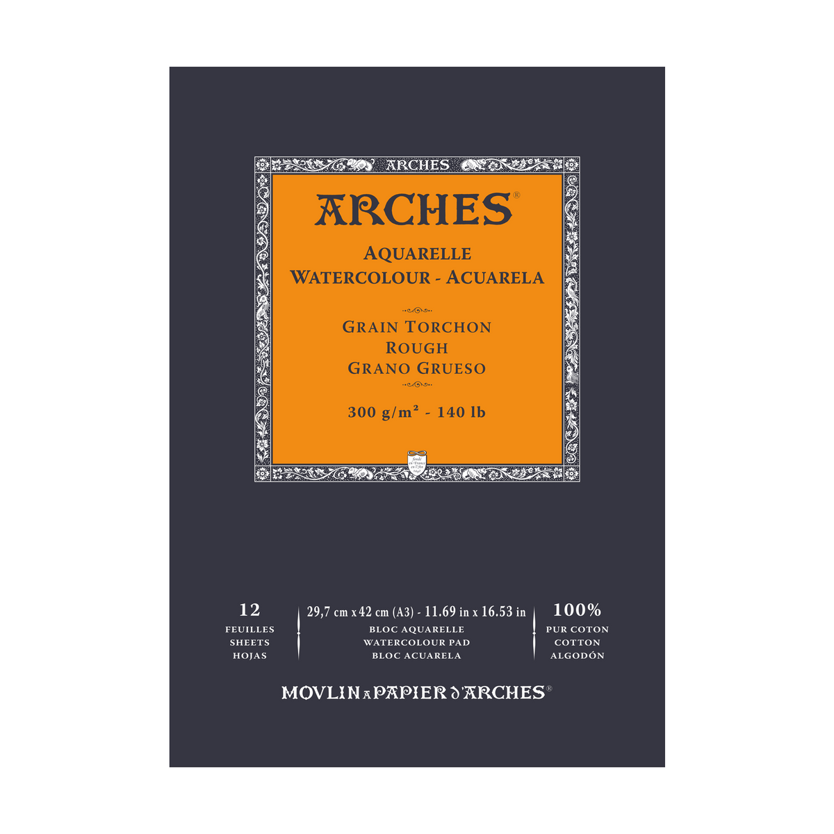 Bloc acuarelă ARCHES Aquarelle granulație dură alb natural 300 g/m² – 12 file