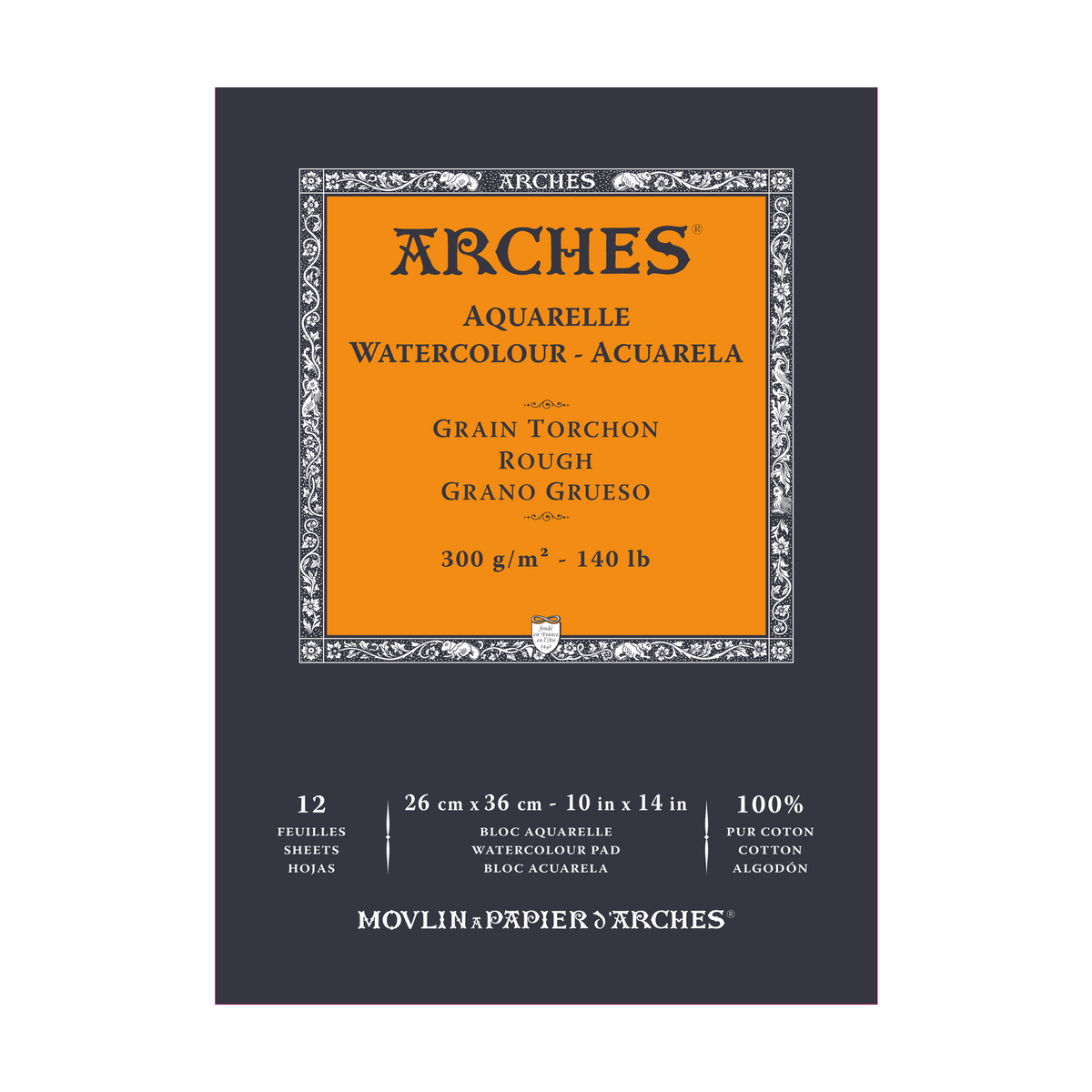Bloc acuarelă ARCHES Aquarelle granulație dură alb natural 300 g/m² – 12 file