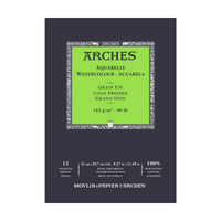 Bloc acuarelă ARCHES granulație fină alb natural 185 g/m2 A4 - 15 file