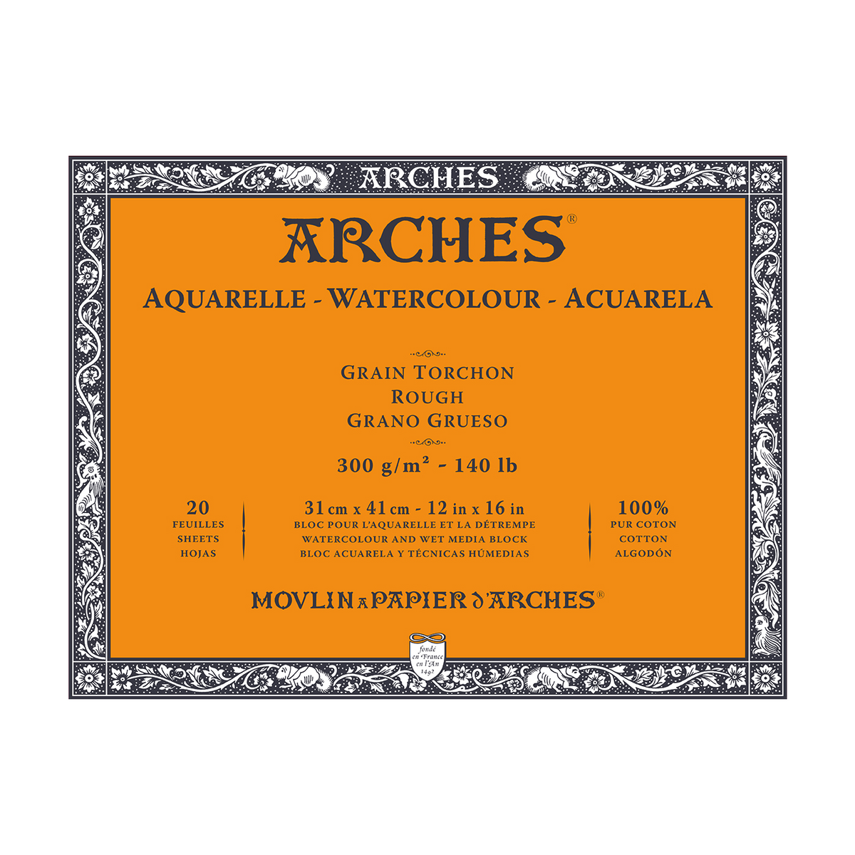 Bloc acuarelă ARCHES Rough alb natural 300 g/m² 10 – 31 cm - 20 file