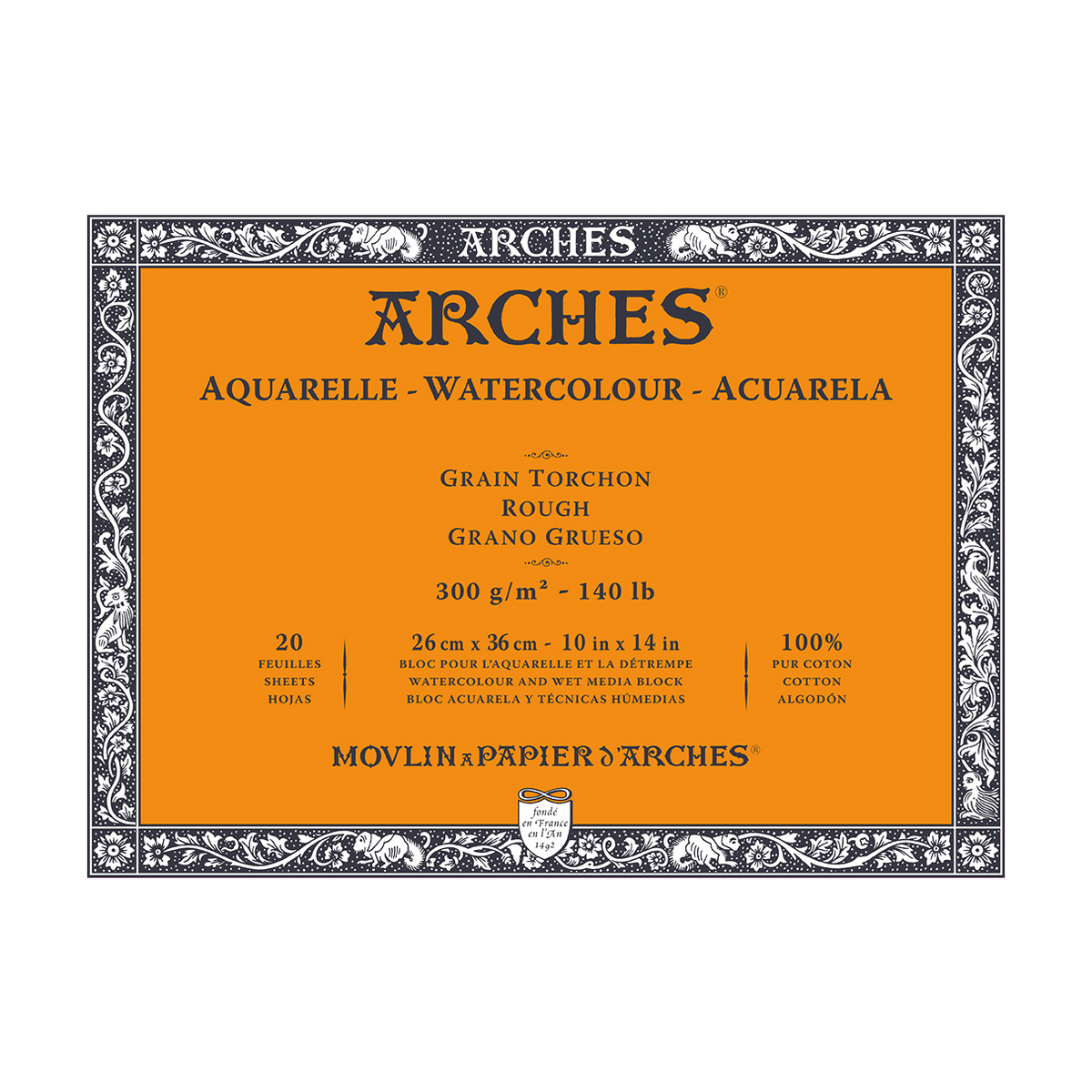 Bloc acuarelă ARCHES Rough alb natural 300 g/m² 10 – 31 cm - 20 file